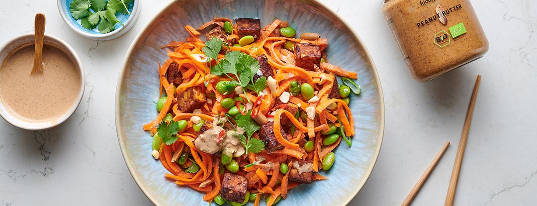 Tagliatelles de carottes au tempeh